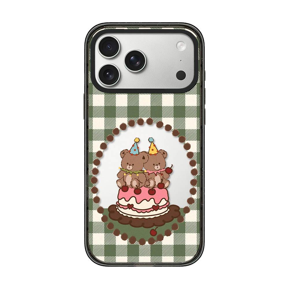 For iPhone 18 Pro Max / 17 Pro Max Bear Apple Transparent Acrylic TPU Phone Case - Cake Bear - EDA009681101D