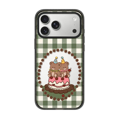 For iPhone 18 Pro Max / 17 Pro Max Bear Apple Transparent Acrylic TPU Phone Case - Cake Bear - EDA009681101D