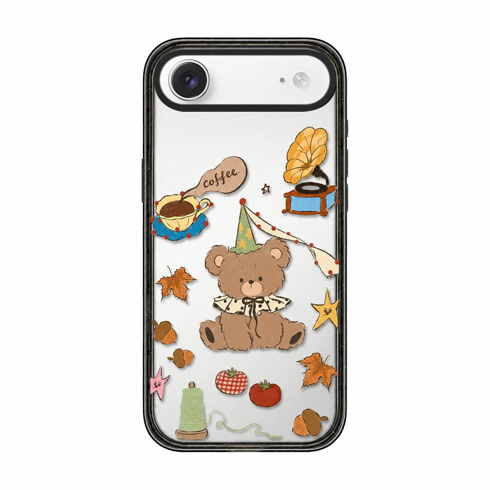 For iPhone Air Bear Apple Transparent Acrylic TPU Phone Case - Coffee Bear - EDA009681104A