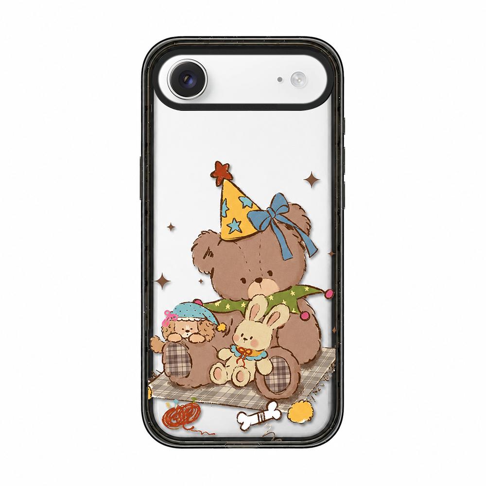 For iPhone Air Bear Apple Transparent Acrylic TPU Phone Case - Milk Coffee Party Bear - EDA009681104B
