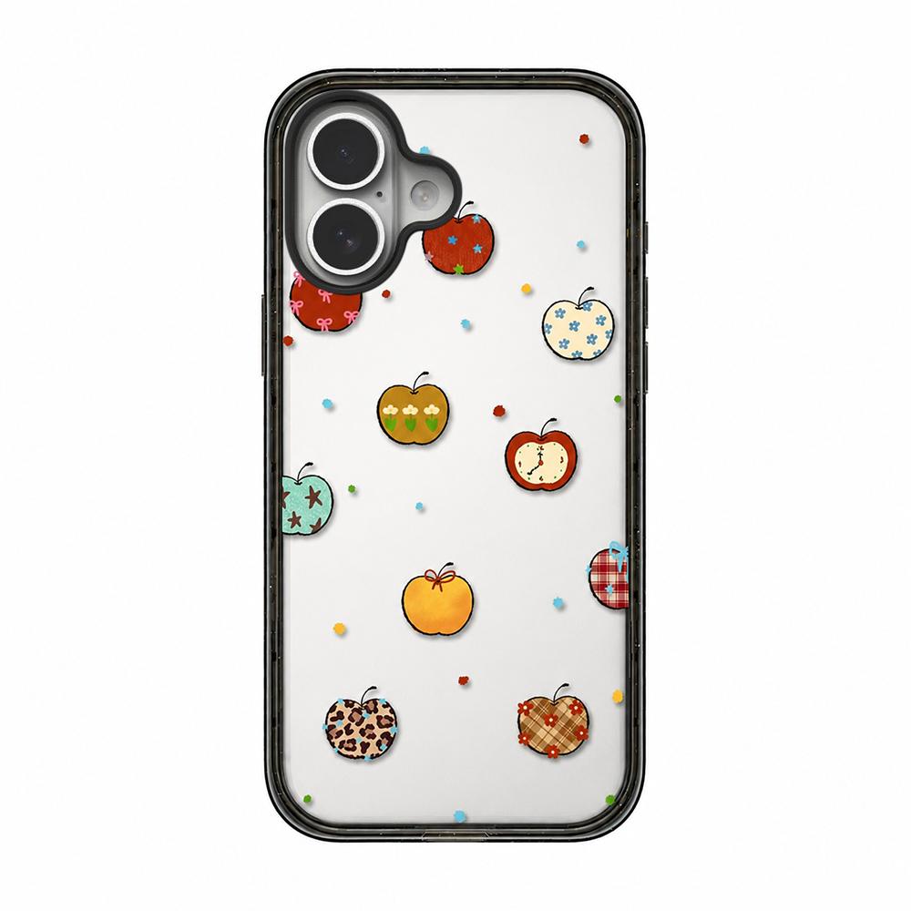 For iPhone 16 Bear Apple Transparent Acrylic TPU Phone Case - Ever Changing Apple - EDA009681108C