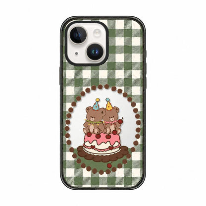 For iPhone 14 Plus Bear Apple Transparent Acrylic TPU Phone Case - Cake Bear - EDA009681113D