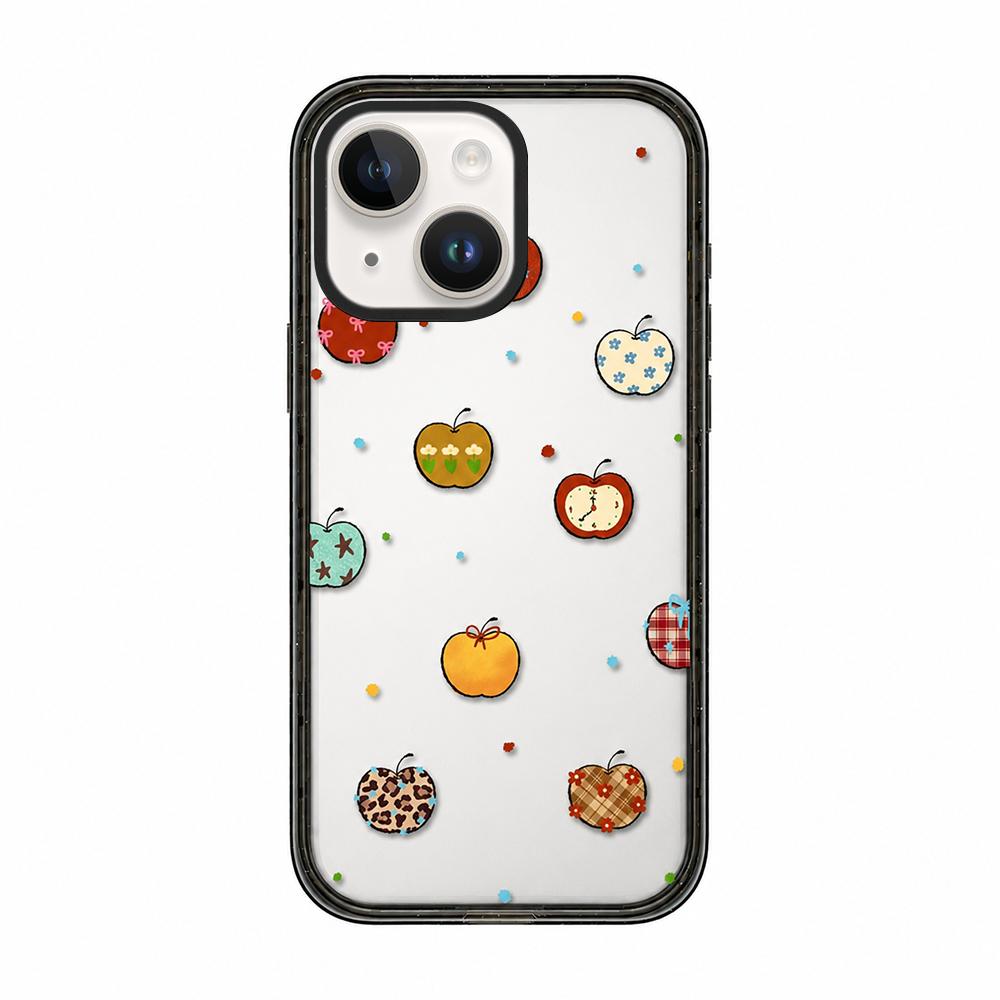 For iPhone 14 Bear Apple Transparent Acrylic TPU Phone Case - Ever Changing Apple - EDA009681114C