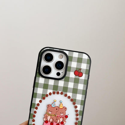 For iPhone 16 Pro Max Bear Apple Transparent Acrylic TPU Phone Case - Ever Changing Apple - EDA009681105C