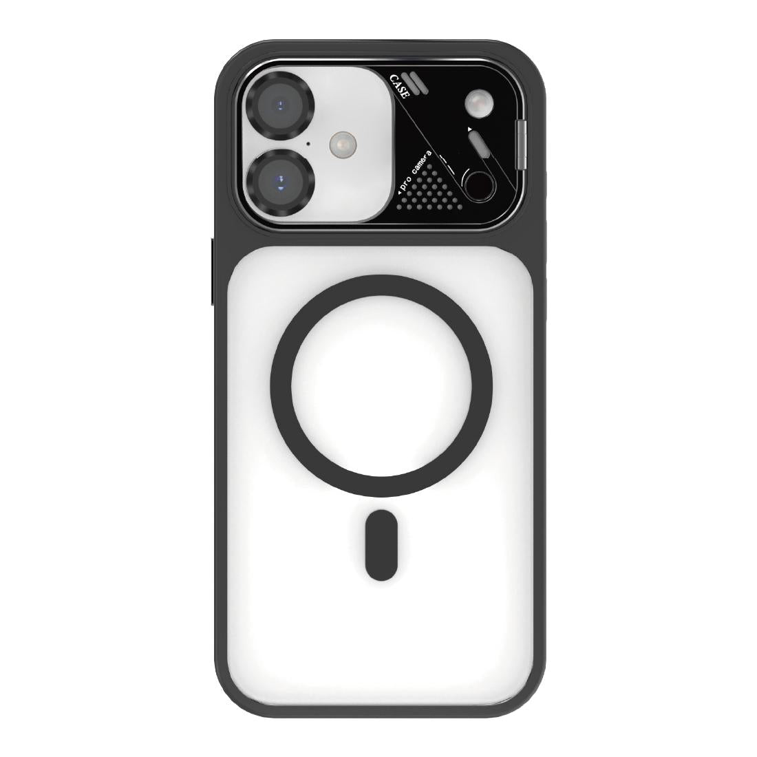 For iPhone 17 Metal Lens Kickstand PC Hybrid TPU Magnetic Phone Case - Black - EDA009682103C