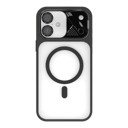 For iPhone 17 Metal Lens Kickstand PC Hybrid TPU Magnetic Phone Case - Black - EDA009682103C