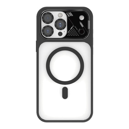 For iPhone 12 Pro Max Metal Lens Kickstand PC Hybrid TPU Magnetic Phone Case - Black - EDA009682119C