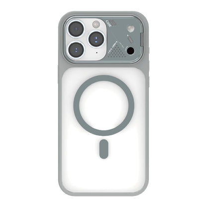 For iPhone 11 Pro Max Metal Lens Kickstand PC Hybrid TPU Magnetic Phone Case - Grey - EDA009682122A