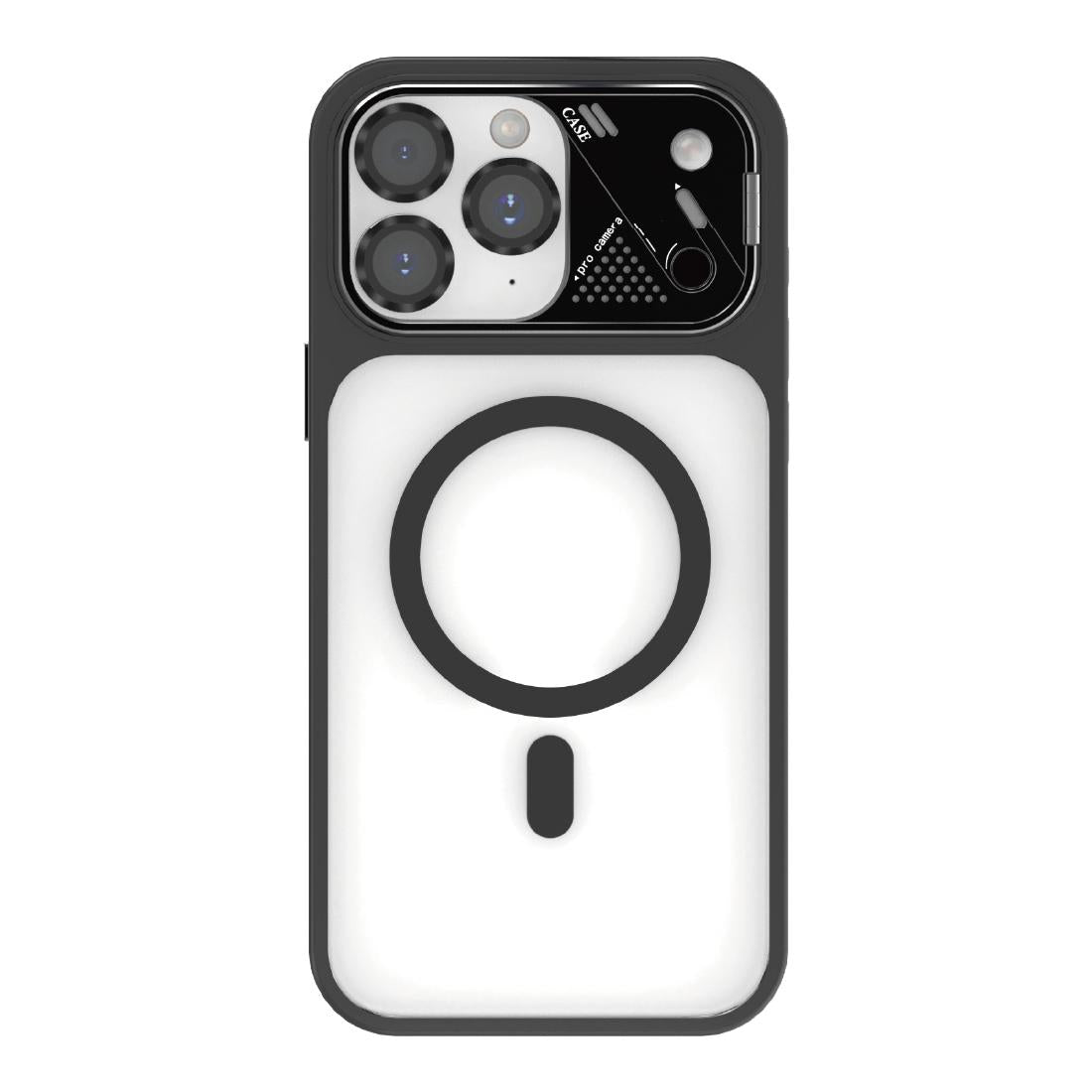 For iPhone 11 Pro Max Metal Lens Kickstand PC Hybrid TPU Magnetic Phone Case - Black - EDA009682122C