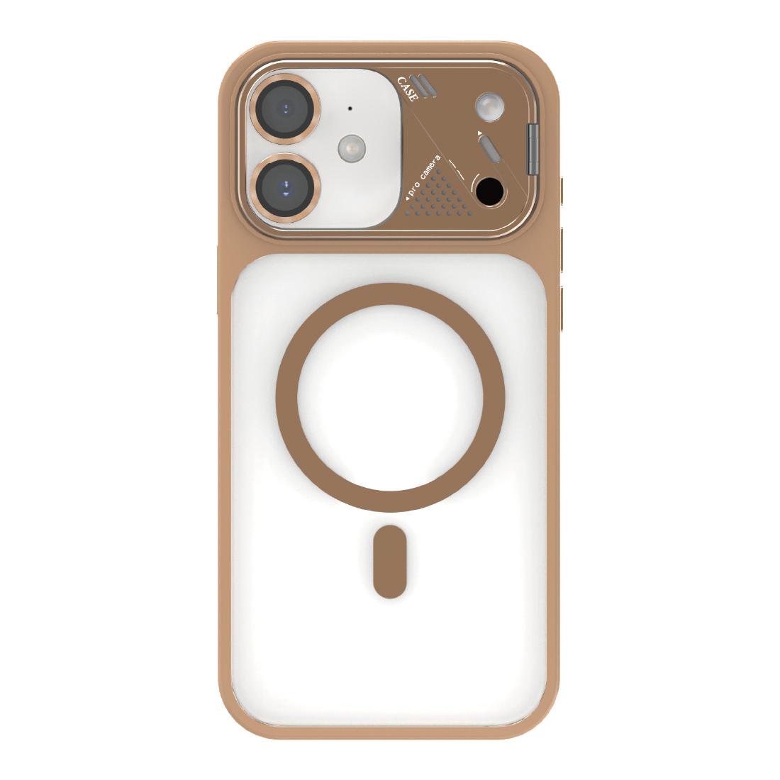 For iPhone 11 Metal Lens Kickstand PC Hybrid TPU Magnetic Phone Case - Gold - EDA009682123B