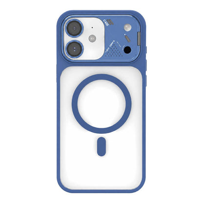 For iPhone 11 Metal Lens Kickstand PC Hybrid TPU Magnetic Phone Case - Blue - EDA009682123E