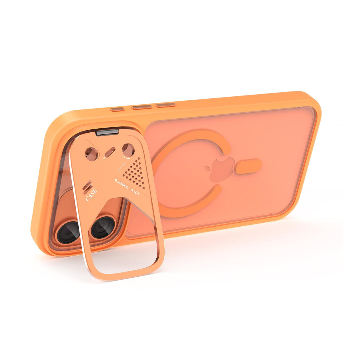 For iPhone 16 Pro Metal Lens Kickstand PC Hybrid TPU Magnetic Phone Case - Grey - EDA009682105A