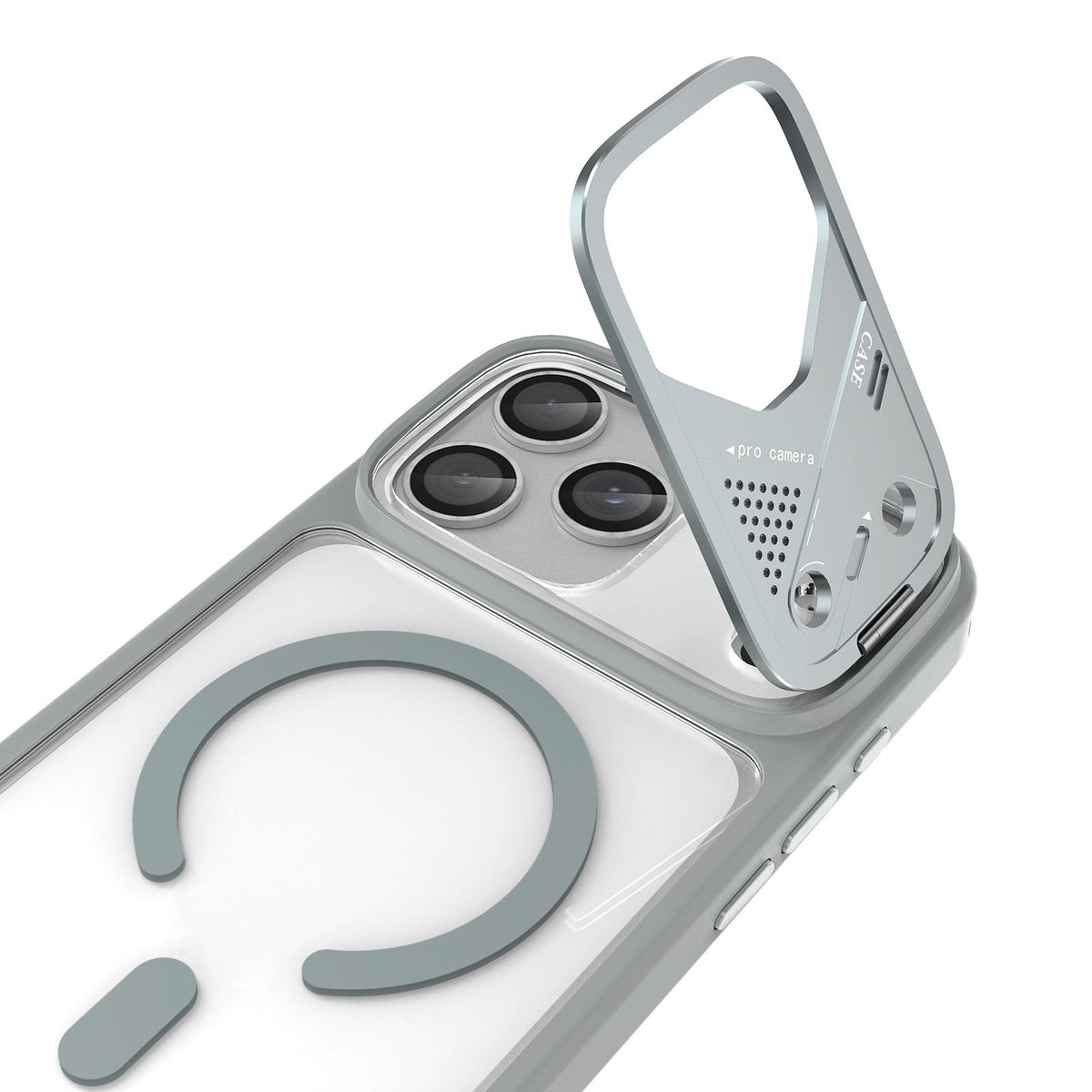 For iPhone 14 Metal Lens Kickstand PC Hybrid TPU Magnetic Phone Case - Blue - EDA009682114E