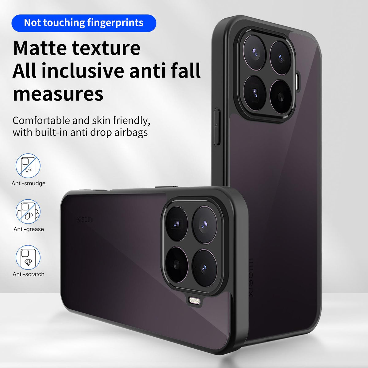For Xioami 17T Pro 5G Skin Feel Frosted PC+TPU Shockproof Phone Case - Transparent Black - EDA009683202A