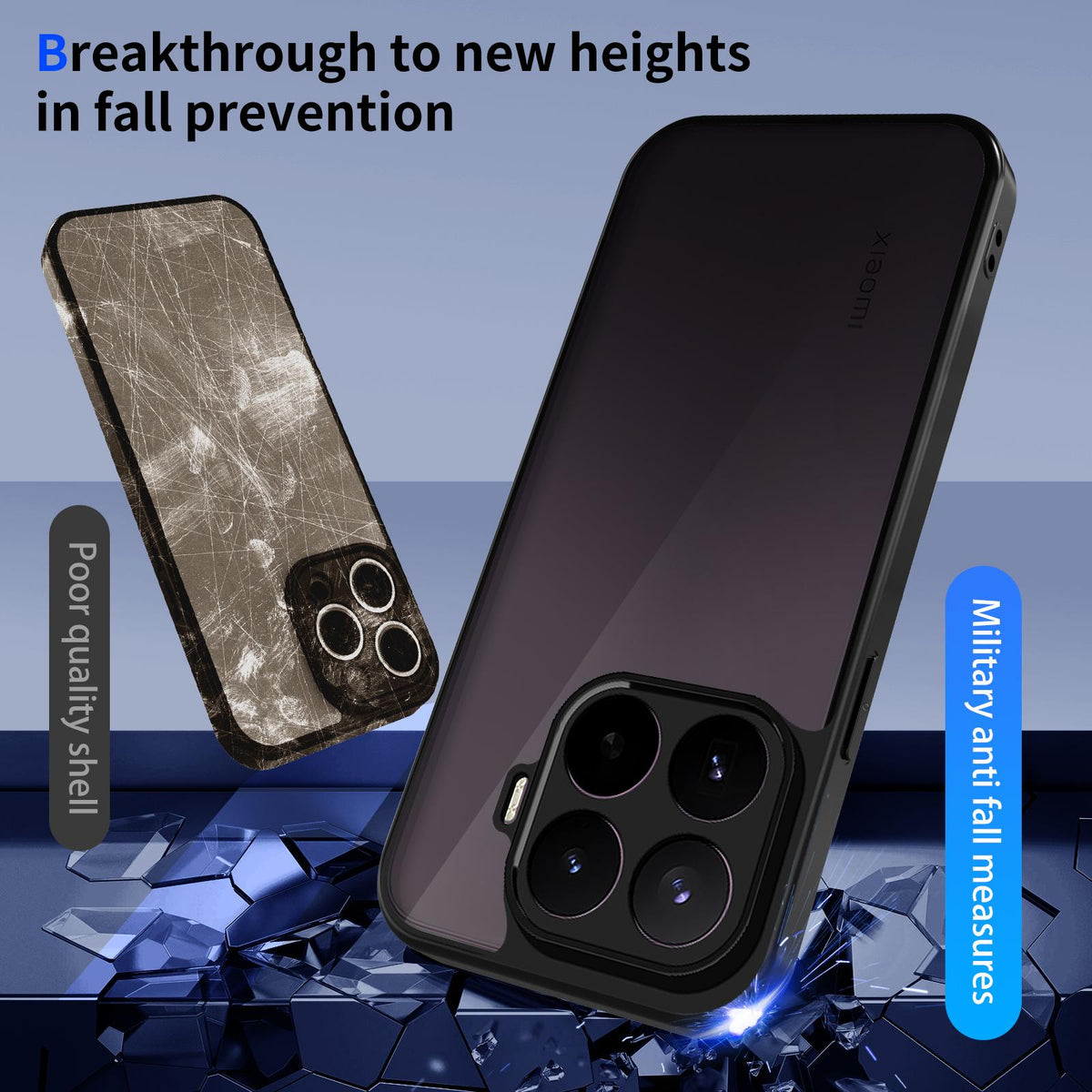 For Xioami 17T Pro 5G Skin Feel Frosted PC+TPU Shockproof Phone Case - Transparent Black - EDA009683202A