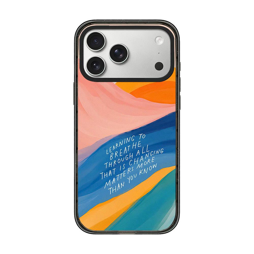 For iPhone 18 Pro / 17 Pro Tranquil Deep Blue Watercolor Acrylic TPU Phone Case - Gradient Color Blocking - EDA009683502A