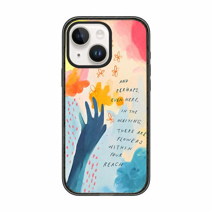 For iPhone 15 Plus Tranquil Deep Blue Watercolor Acrylic TPU Phone Case - Spring Flower Field Pastel - EDA009683511D