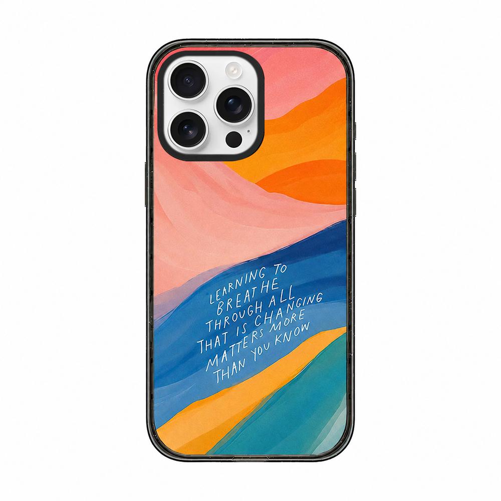 For iPhone 13 Pro Max Tranquil Deep Blue Watercolor Acrylic TPU Phone Case - Gradient Color Blocking - EDA009683517A