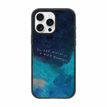 For iPhone 13 Pro Max Tranquil Deep Blue Watercolor Acrylic TPU Phone Case - Tidal Blue - EDA009683517B