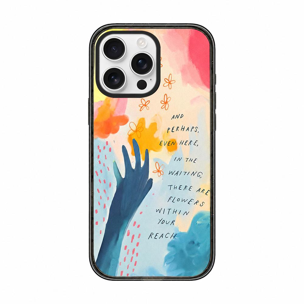 For iPhone 13 Pro Max Tranquil Deep Blue Watercolor Acrylic TPU Phone Case - Spring Flower Field Pastel - EDA009683517D