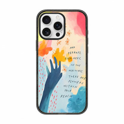 For iPhone 13 Pro Max Tranquil Deep Blue Watercolor Acrylic TPU Phone Case - Spring Flower Field Pastel - EDA009683517D