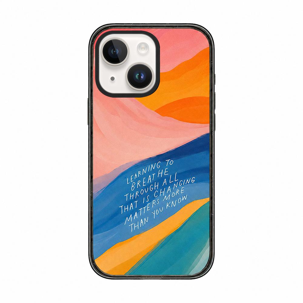 For iPhone 13 Tranquil Deep Blue Watercolor Acrylic TPU Phone Case - Gradient Color Blocking - EDA009683519A