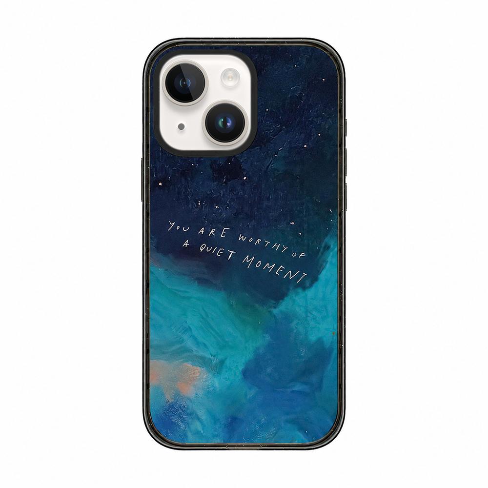 For iPhone 13 Tranquil Deep Blue Watercolor Acrylic TPU Phone Case - Tidal Blue - EDA009683519B