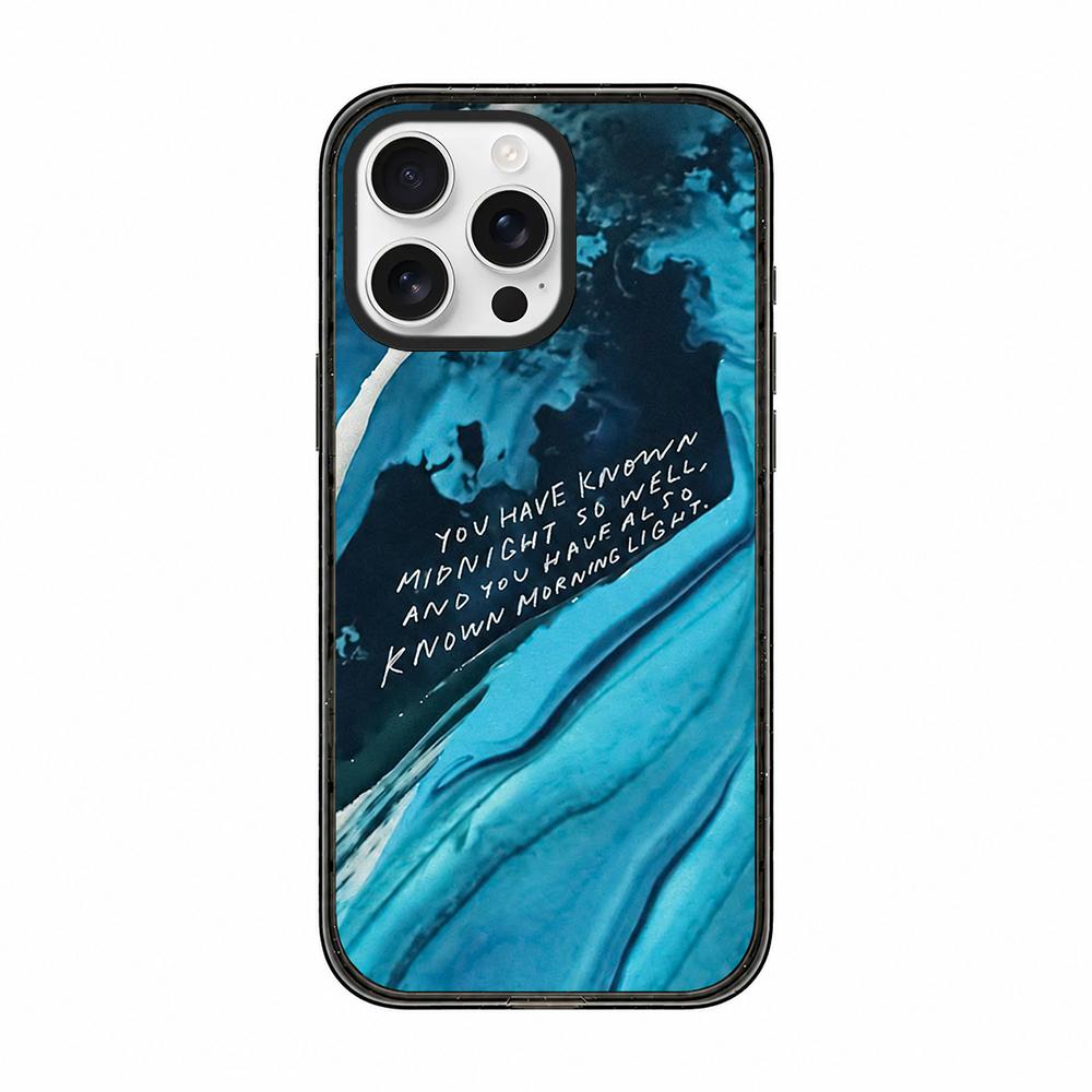For iPhone 12 Pro Tranquil Deep Blue Watercolor Acrylic TPU Phone Case - Blue Marble - EDA009683522C