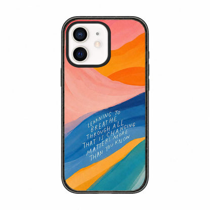 For iPhone 11 Tranquil Deep Blue Watercolor Acrylic TPU Phone Case - Gradient Color Blocking - EDA009683523A