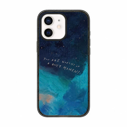 For iPhone 11 Tranquil Deep Blue Watercolor Acrylic TPU Phone Case - Tidal Blue - EDA009683523B
