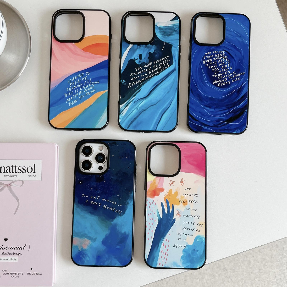 For iPhone 12 Tranquil Deep Blue Watercolor Acrylic TPU Phone Case - Deep Sea Vortex Blue - EDA009683520E
