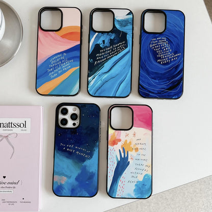 For iPhone 13 Tranquil Deep Blue Watercolor Acrylic TPU Phone Case - Tidal Blue - EDA009683519B