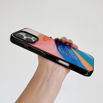 For iPhone 15 Plus Tranquil Deep Blue Watercolor Acrylic TPU Phone Case - Gradient Color Blocking - EDA009683511A