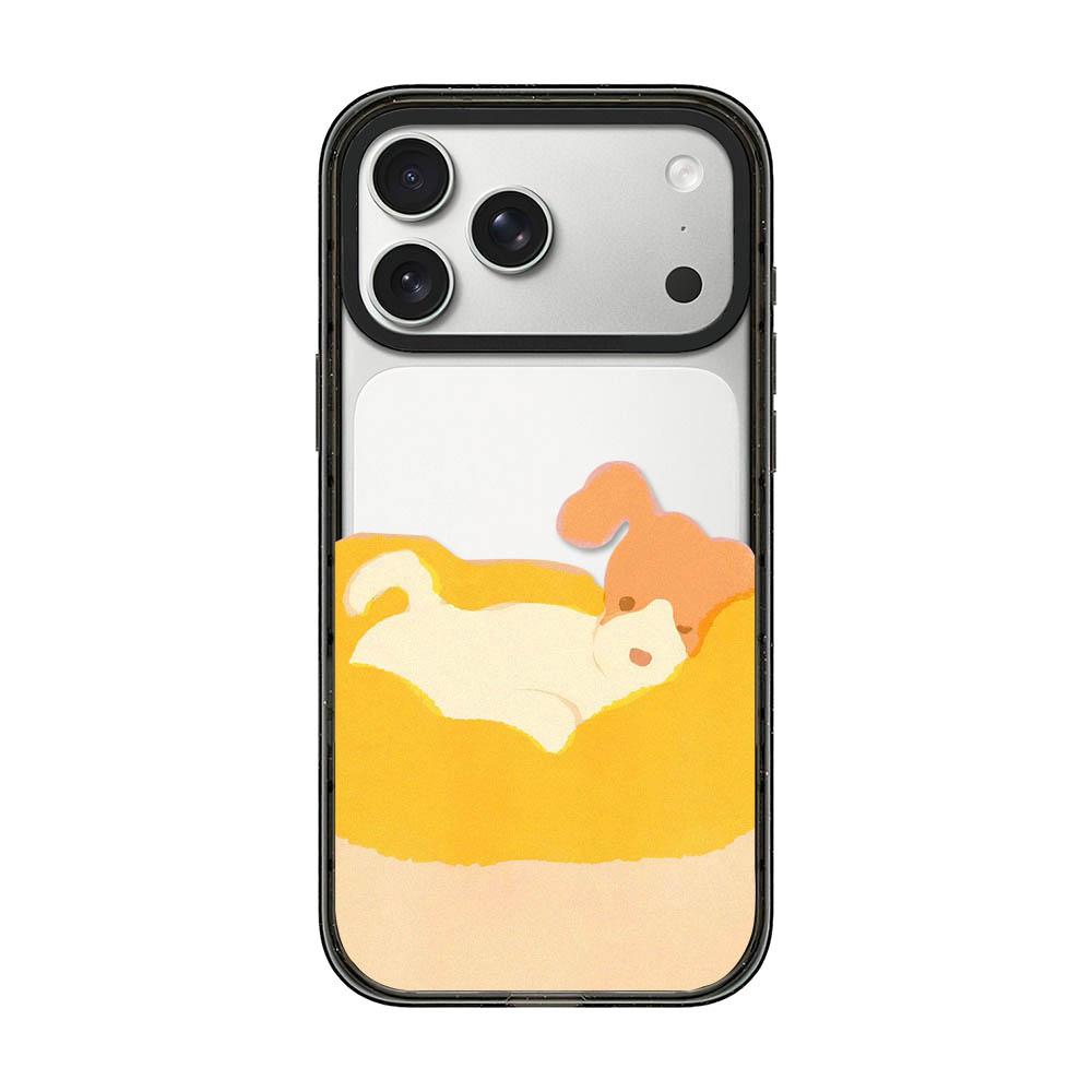 For iPhone 17 Pro Max Lazy Cat Dog Acrylic TPU Phone Case - Orange Puppy - EDA009683901A