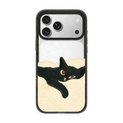For iPhone 17 Pro Max Lazy Cat Dog Acrylic TPU Phone Case - Black Cat - EDA009683901B