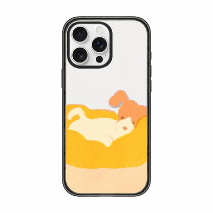 For iPhone 16 Pro Max Lazy Cat Dog Acrylic TPU Phone Case - Orange Puppy - EDA009683905A