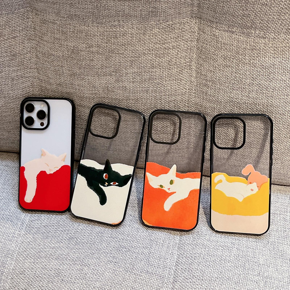 For iPhone 15 Plus Lazy Cat Dog Acrylic TPU Phone Case - Orange Puppy - EDA009683911A