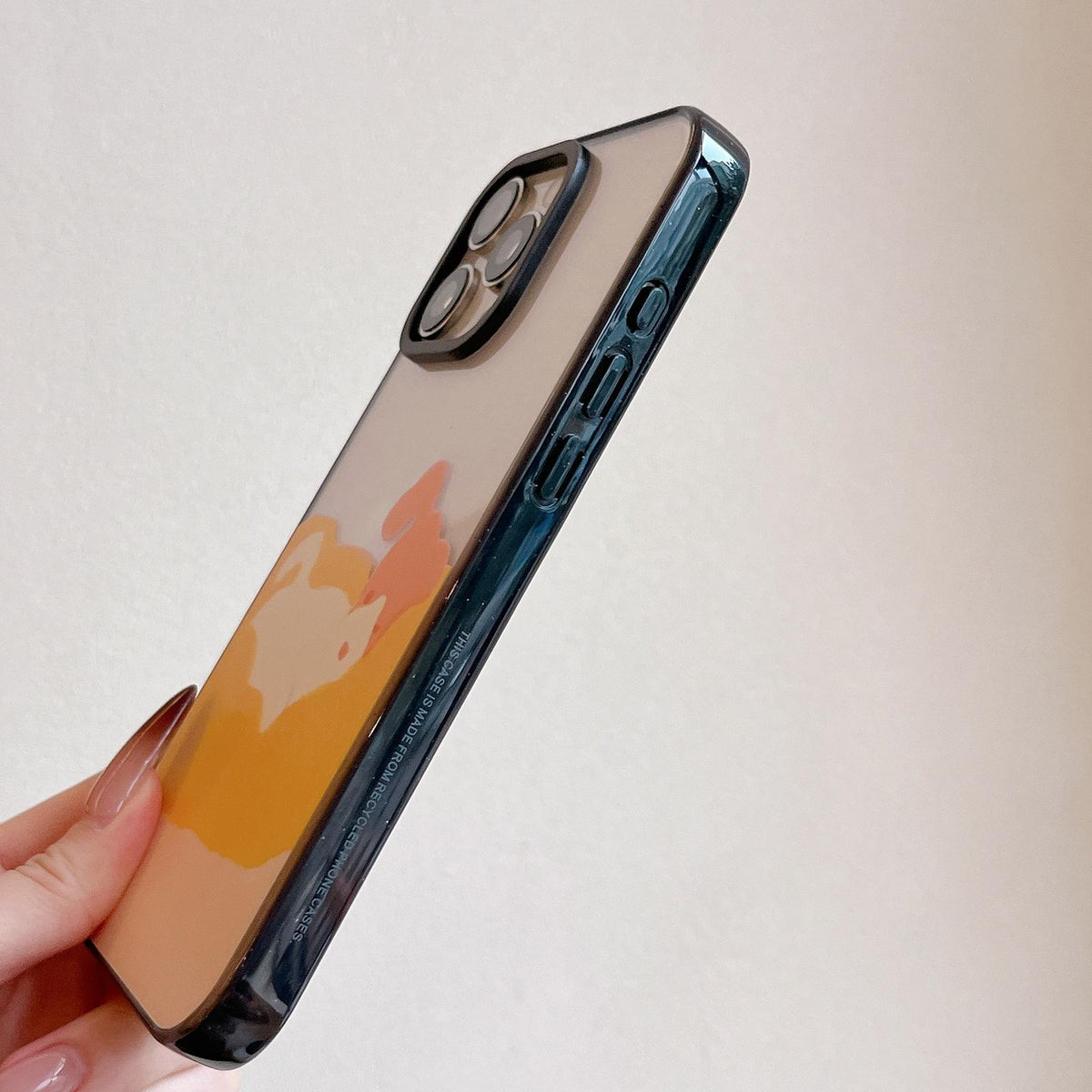 For iPhone 15 Plus Lazy Cat Dog Acrylic TPU Phone Case - Orange Puppy - EDA009683911A
