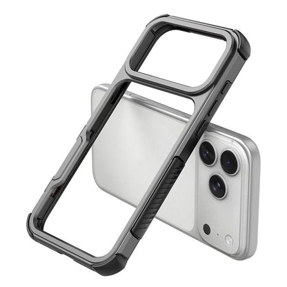For iPhone 17 Pro Max Aluminum Alloy Frame + TPU Hollow Air Bag Shockproof Phone Case - Gray - EDA009684102A