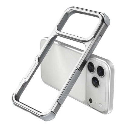 For iPhone 17 Pro Max Aluminum Alloy Frame + TPU Hollow Air Bag Shockproof Phone Case - Silver - EDA009684102B