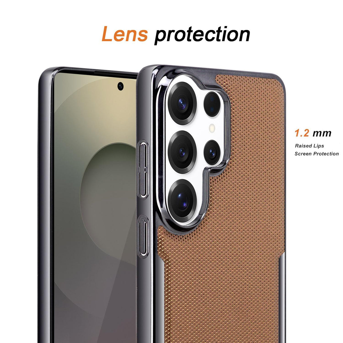 For Galaxy S25 Ultra 5G Armor Diamond Texture Anti-Fingerprint PC + Vegan Leather Phone Case - Black - EDA009686303A