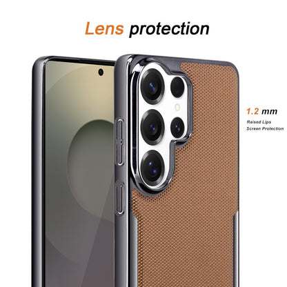 For Galaxy S25 Ultra 5G Armor Diamond Texture Anti-Fingerprint PC + Vegan Leather Phone Case - Purple - EDA009686303B