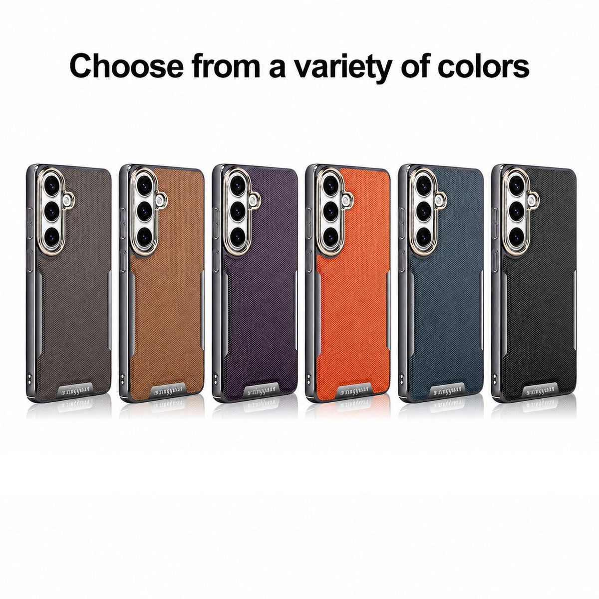 For Galaxy S25 5G Armor Diamond Texture Anti-Fingerprint PC + Vegan Leather Phone Case - Blue - EDA009686304E