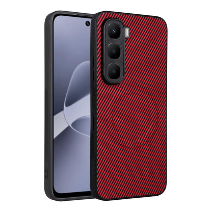 For Infinix Hot 60 5G / 60i 4G Precise Cutout Carbon Fiber Texture Vegan Leather Phone Case - Red - EDA009686614B