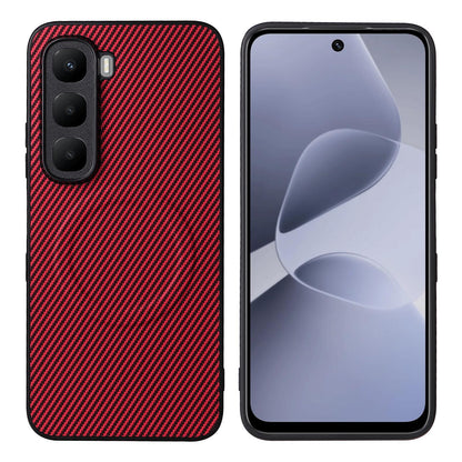 For Infinix Hot 60 5G / 60i 4G Precise Cutout Carbon Fiber Texture Vegan Leather Phone Case - Red - EDA009686614B