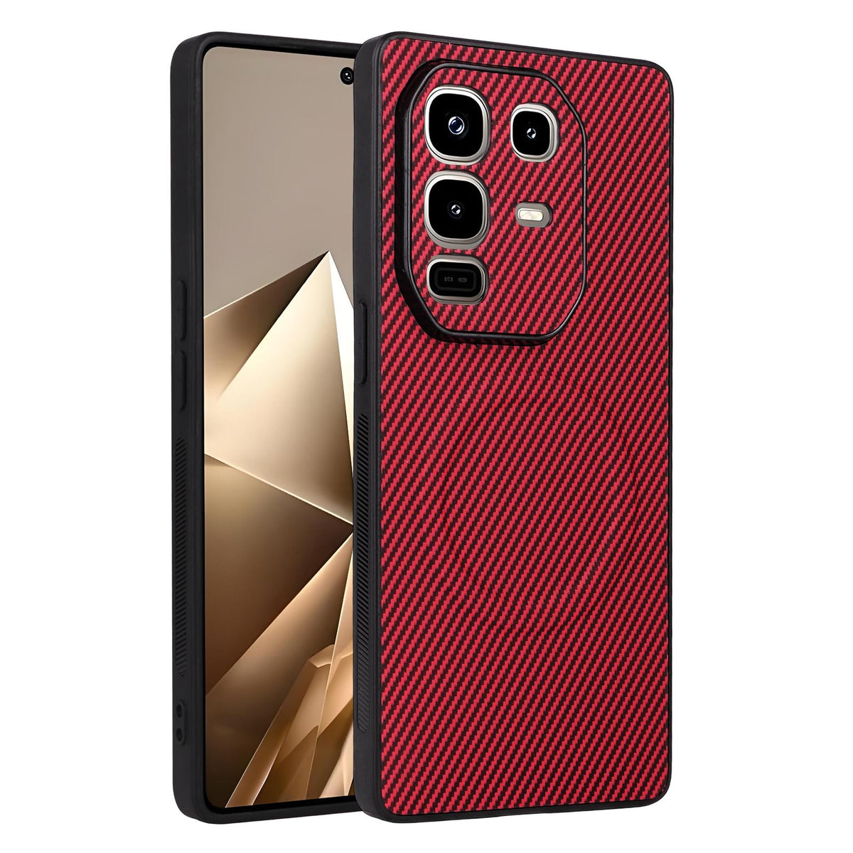 For Infinix Note 50 Pro+ 5G Precise Cutout Carbon Fiber Texture Vegan Leather Phone Case - Red - EDA009686623B