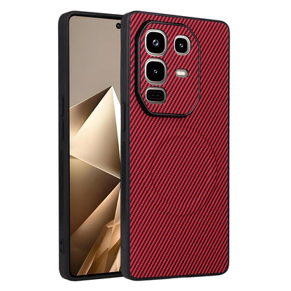 For Infinix Note 50 Pro+ 5G Precise Cutout Carbon Fiber Texture Vegan Leather Phone Case - Red - EDA009686623B