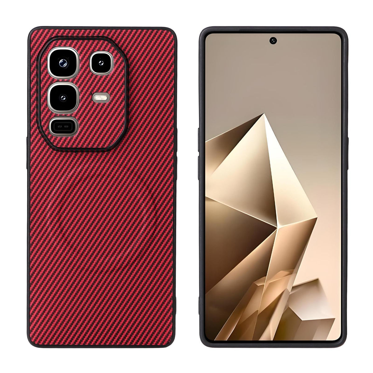 For Infinix Note 50 Pro+ 5G Precise Cutout Carbon Fiber Texture Vegan Leather Phone Case - Red - EDA009686623B