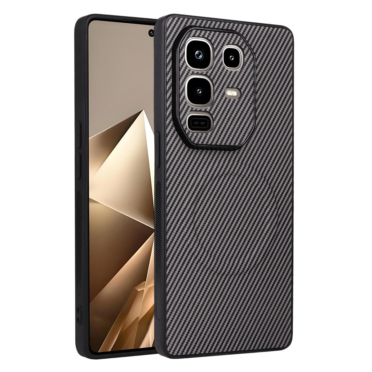 For Infinix Note 50 Pro+ 5G Precise Cutout Carbon Fiber Texture Vegan Leather Phone Case - Grey - EDA009686623C