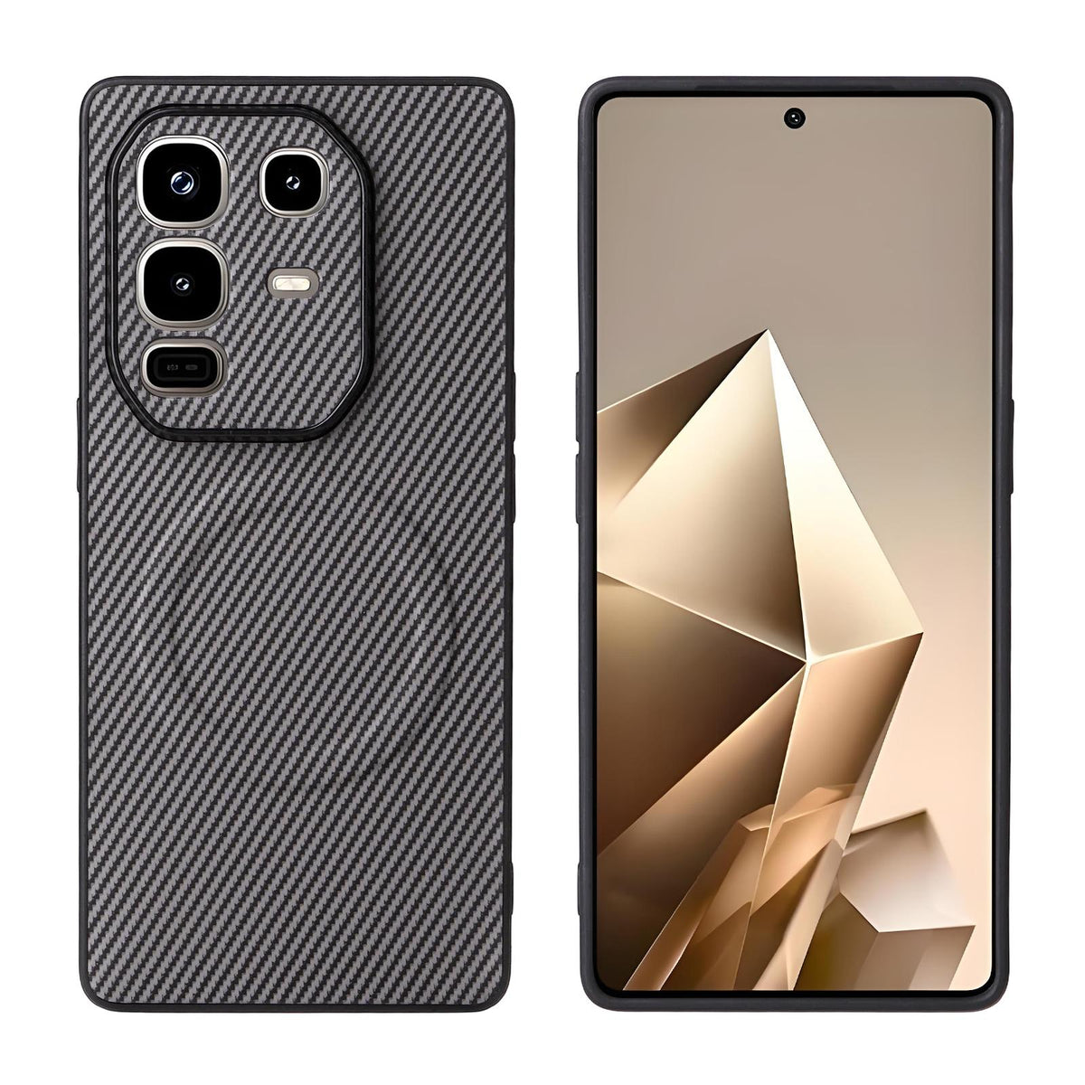 For Infinix Note 50 Pro+ 5G Precise Cutout Carbon Fiber Texture Vegan Leather Phone Case - Grey - EDA009686623C